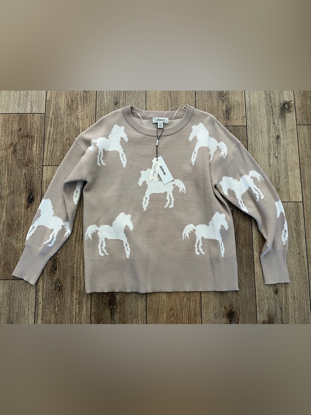 Jason Wu Women’s Taupe Sweater with White Horse Motif